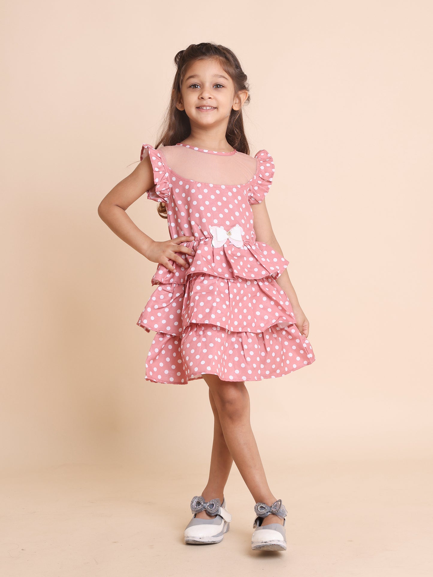 Girls Pink Layered Party Dress