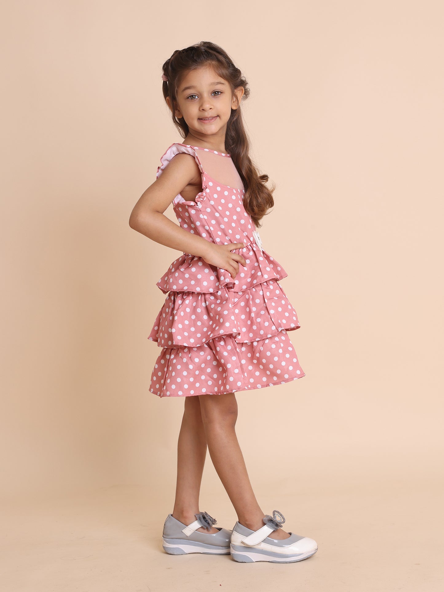 Girls Pink Layered Party Dress