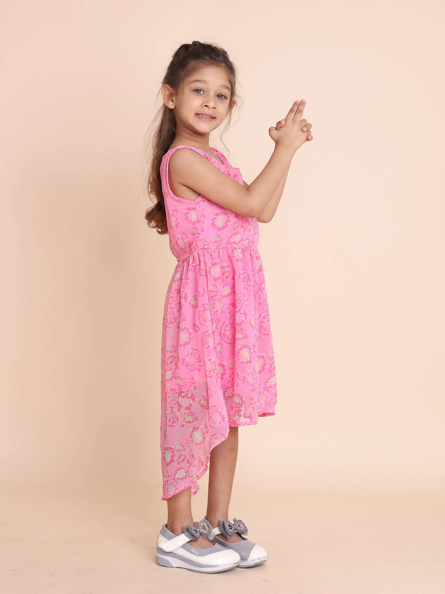 Girls Pink Floral Maxi Dress
