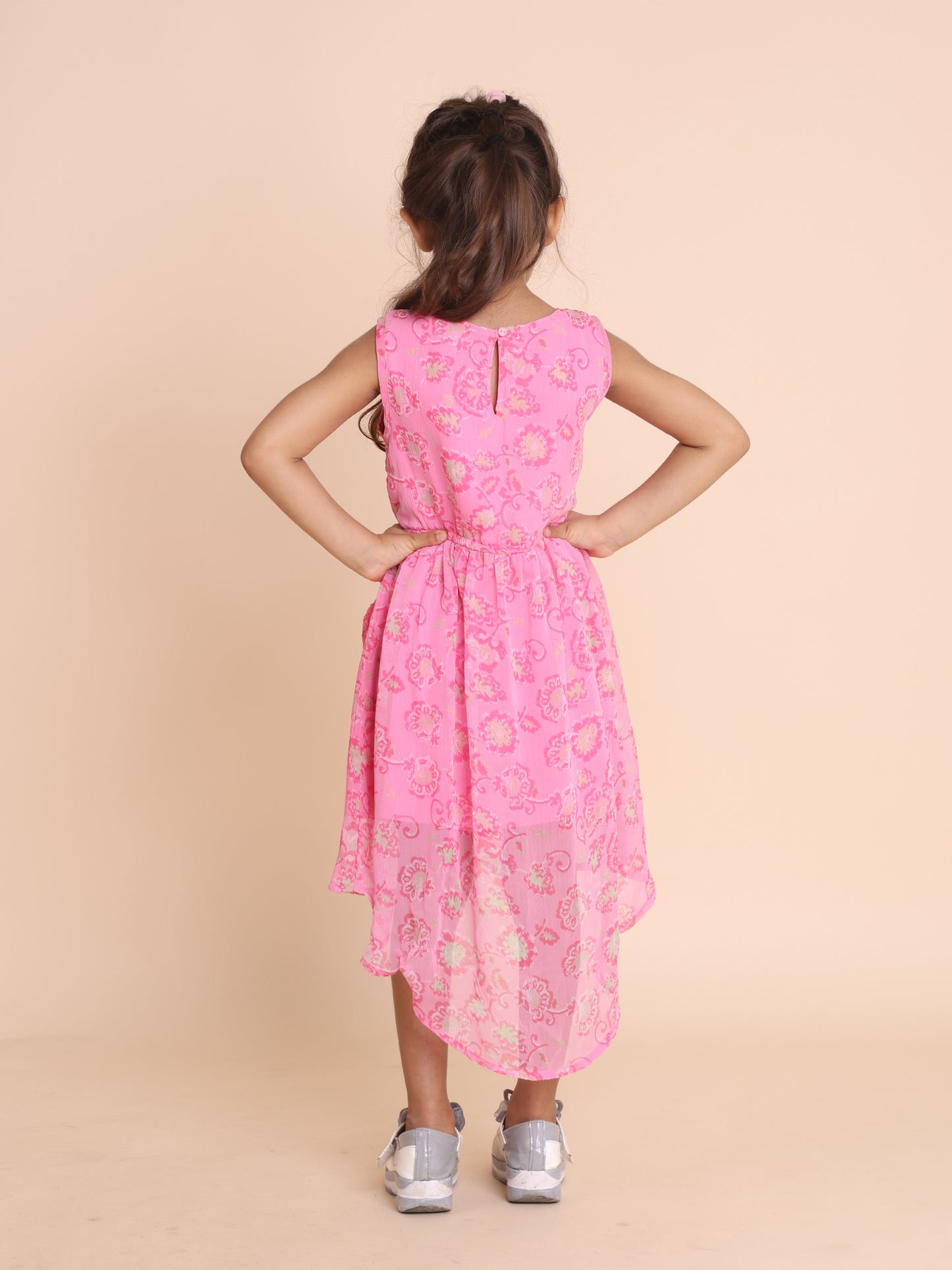 Girls Pink Floral Maxi Dress
