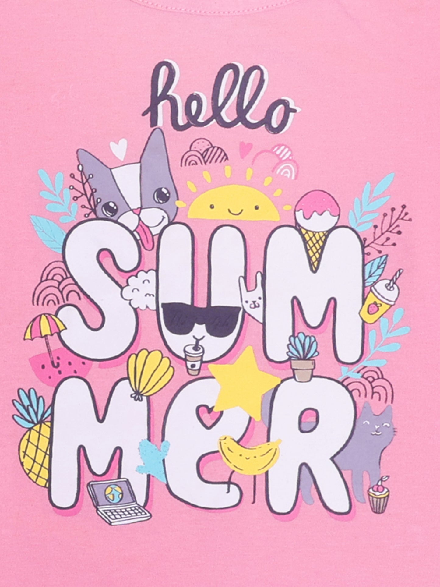 Girls Pink Text Print T-Shirt