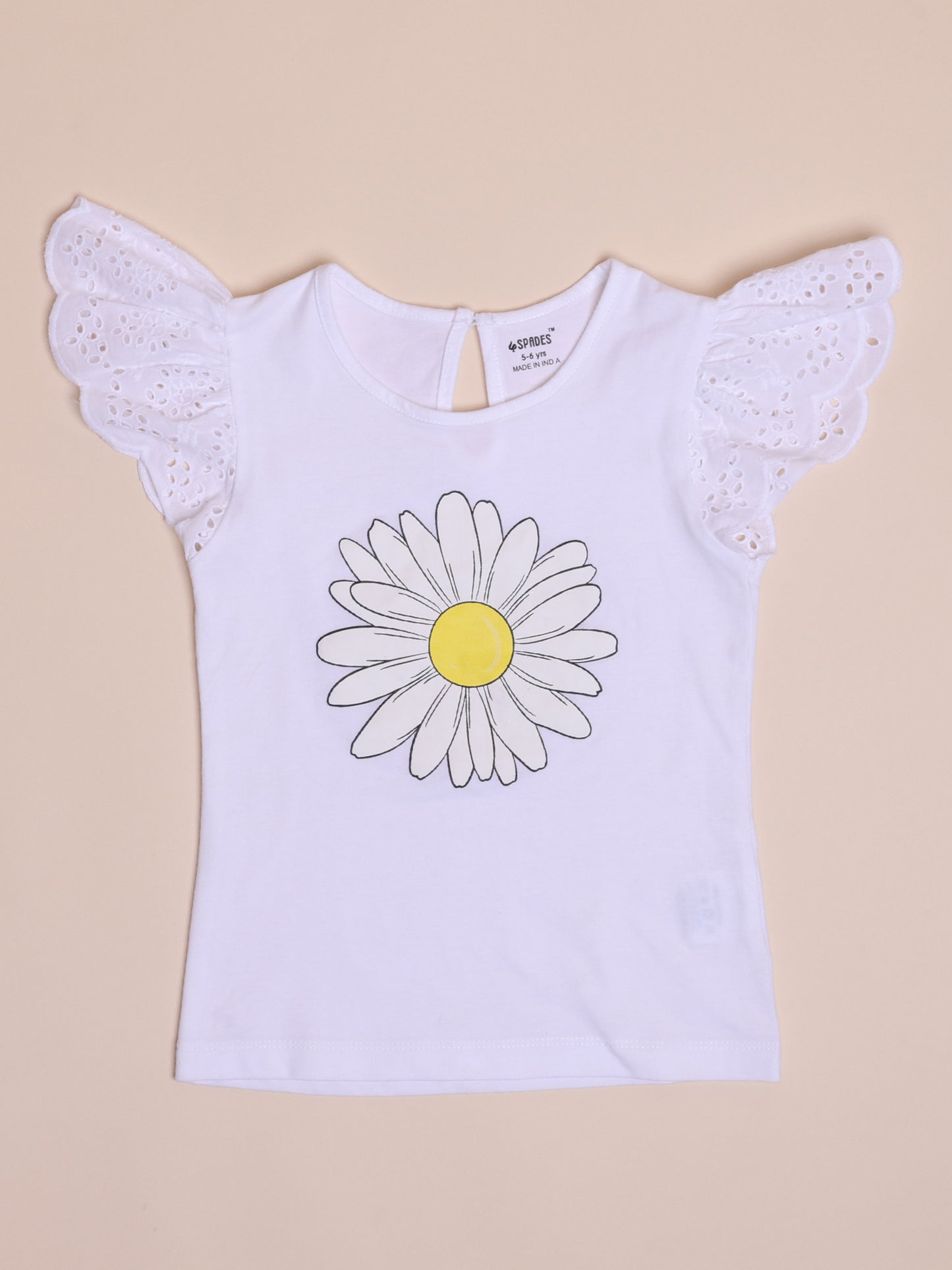 Girls white top with daisy flower print