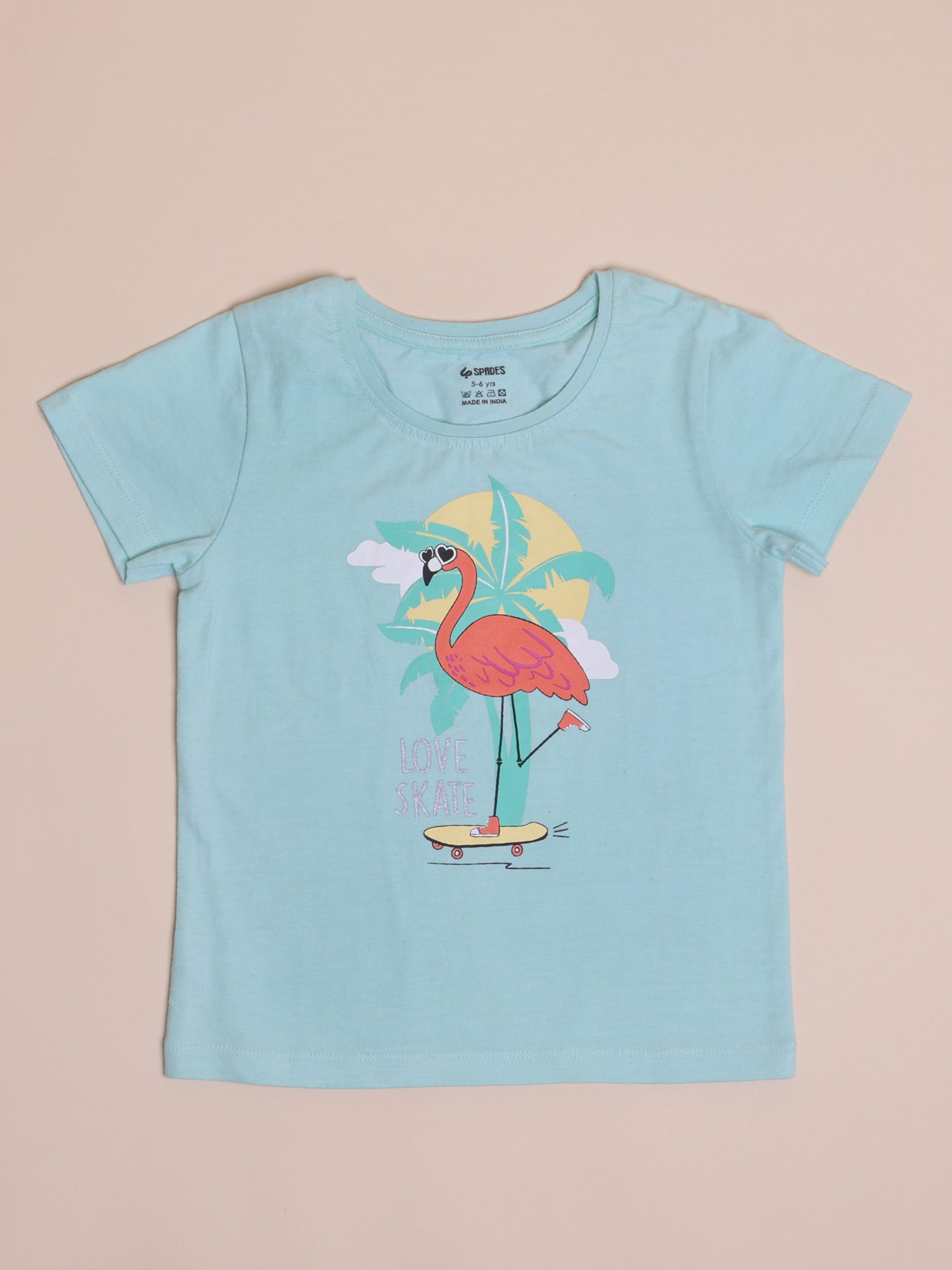Girls Green Text Print T-Shirt