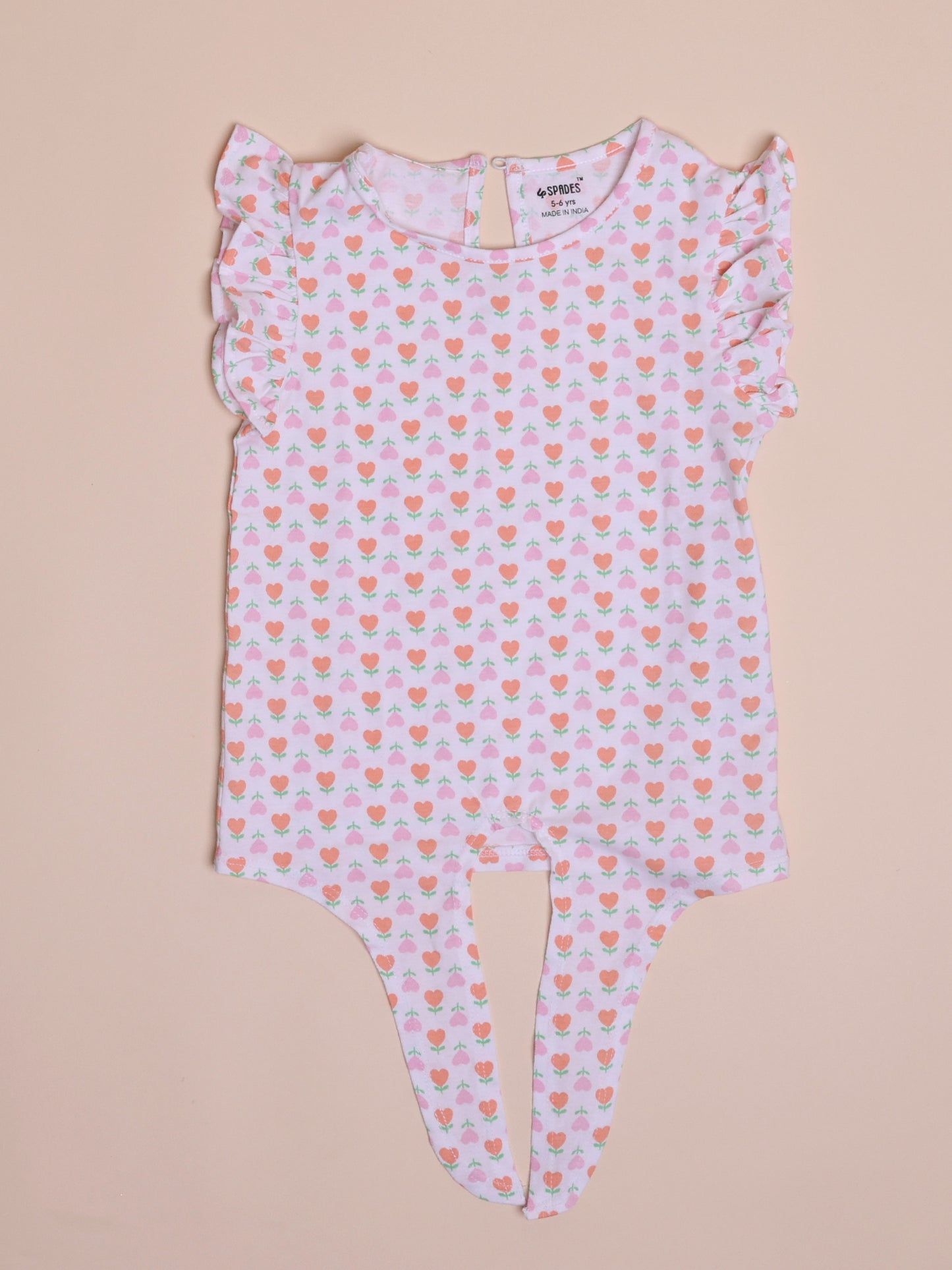 White floral front top with knot