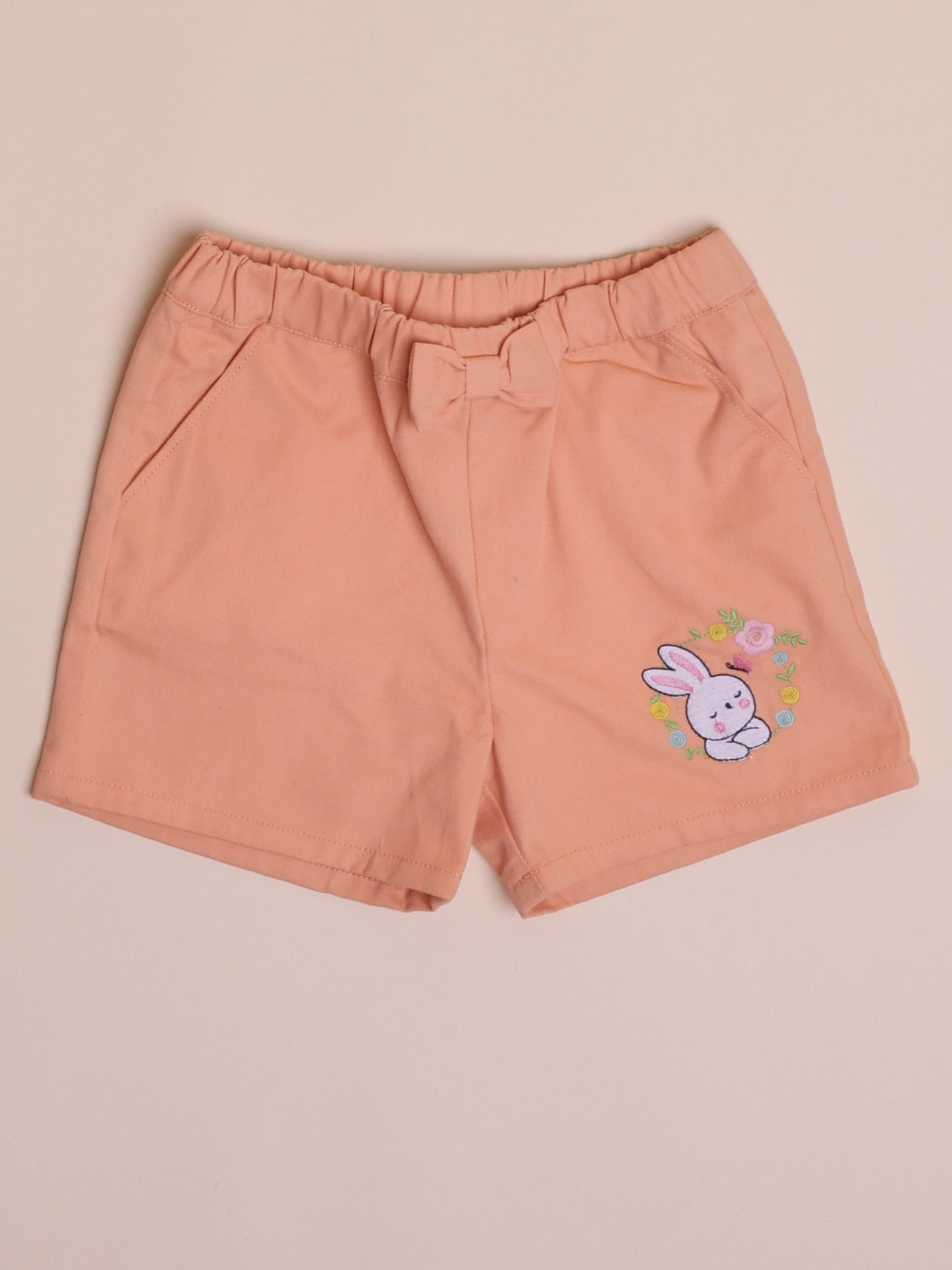 Classic orange twill shorts with embroidery