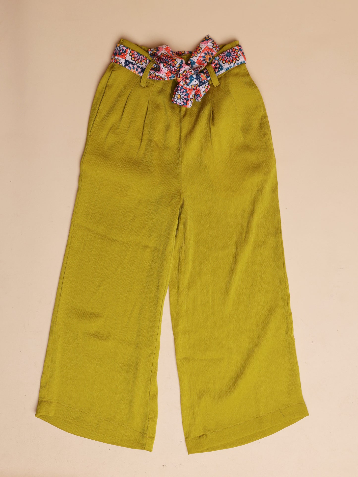 White top detailing with flared palazzo pant