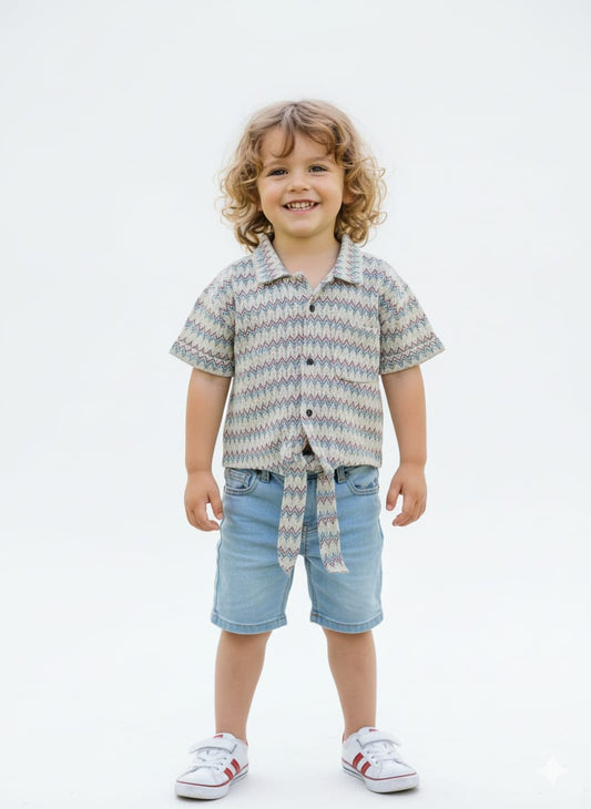 Printed front knot shirt