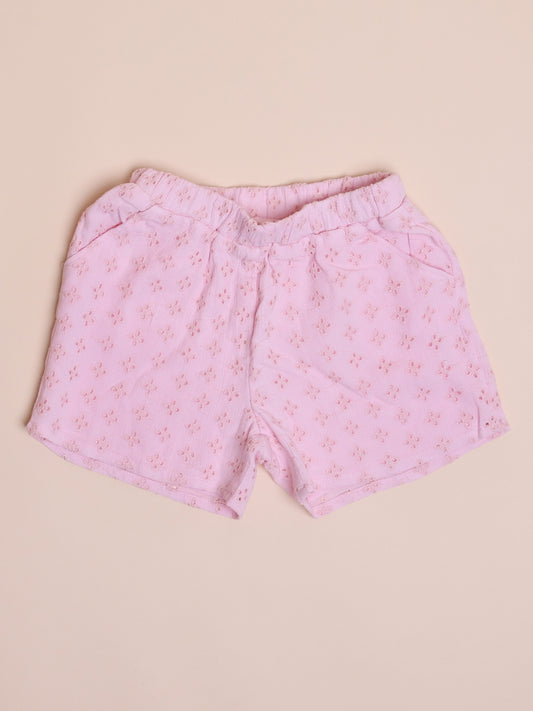 Girls pink schiffli shorts